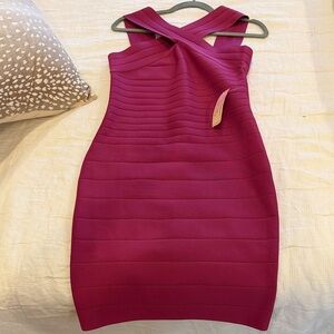VENUS Fuchsia Cross-Back Mini Dress